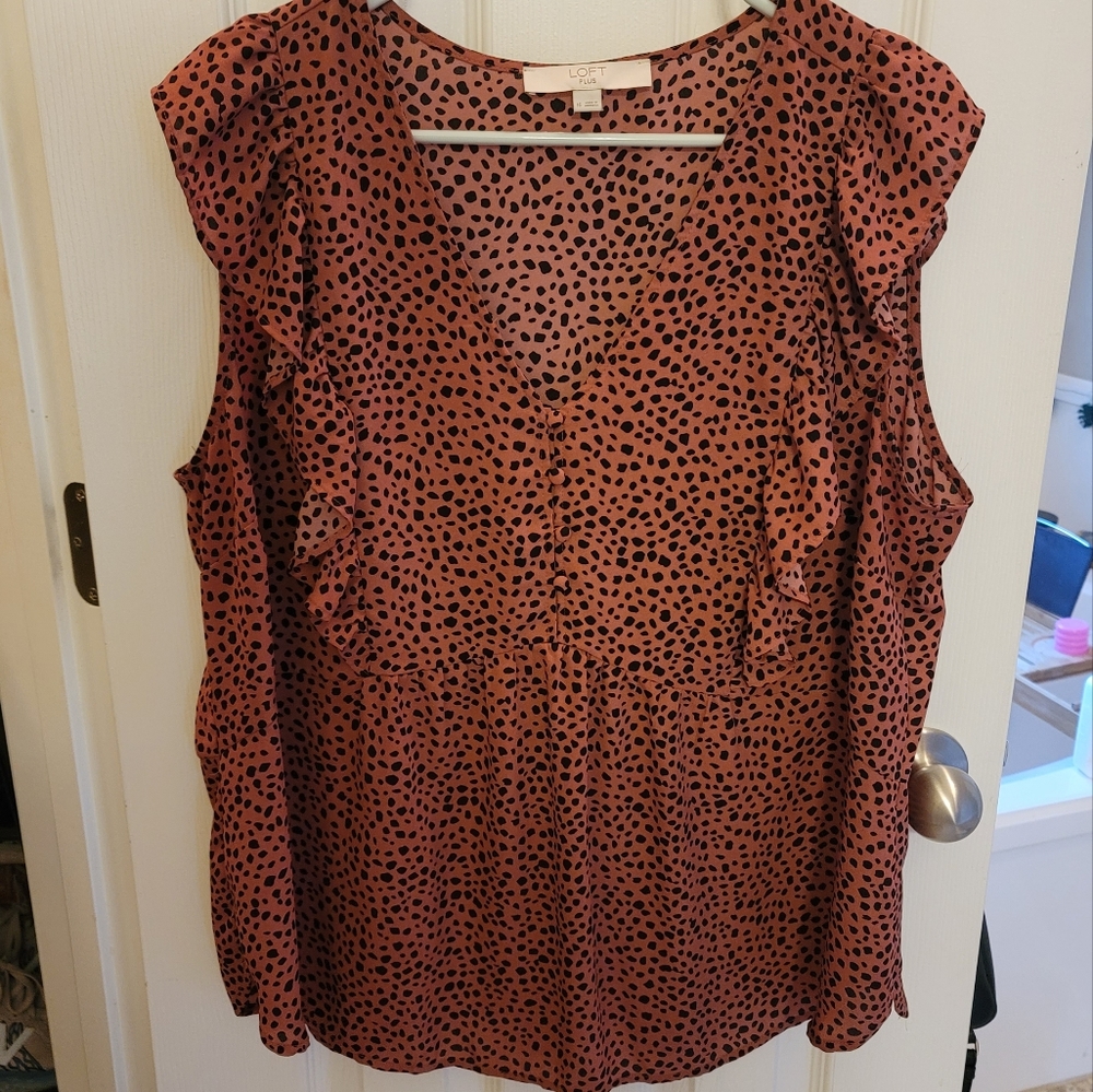 LOFT Sleeveless Blouse Plus 16 - spotted print